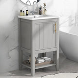 20" Bathroom Vanity with Sink, Bathroom Cabinet with Soft Closing Door, Storage Rack and Open Shelf - Grey