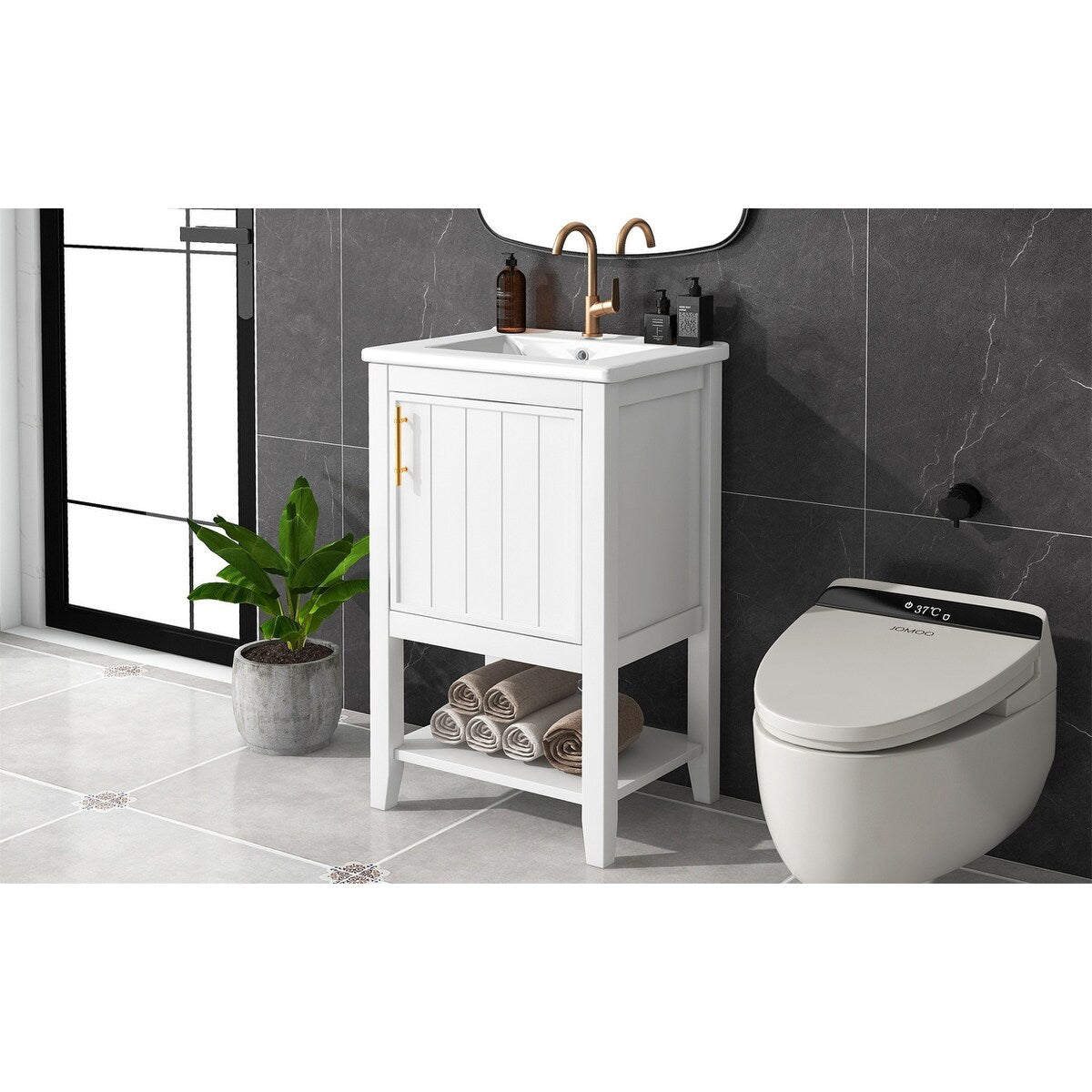 20" Bathroom Vanity with Sink, Bathroom Cabinet with Soft Closing Door