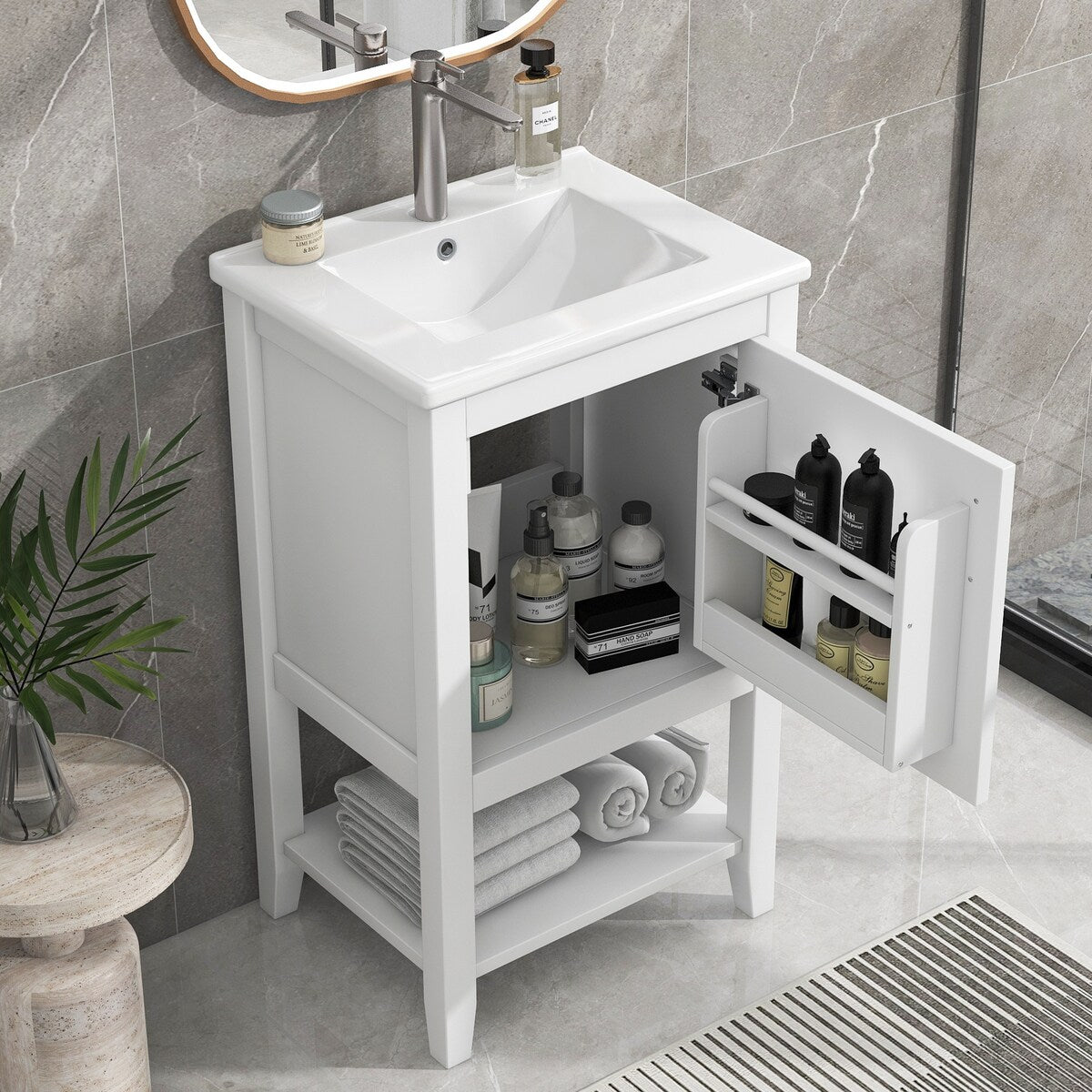 20" Bathroom Vanity with Sink, Bathroom Cabinet with Soft Closing Door