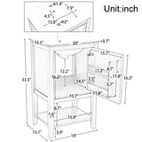 20" Bathroom Vanity with Sink, Bathroom Cabinet with Soft Closing Door