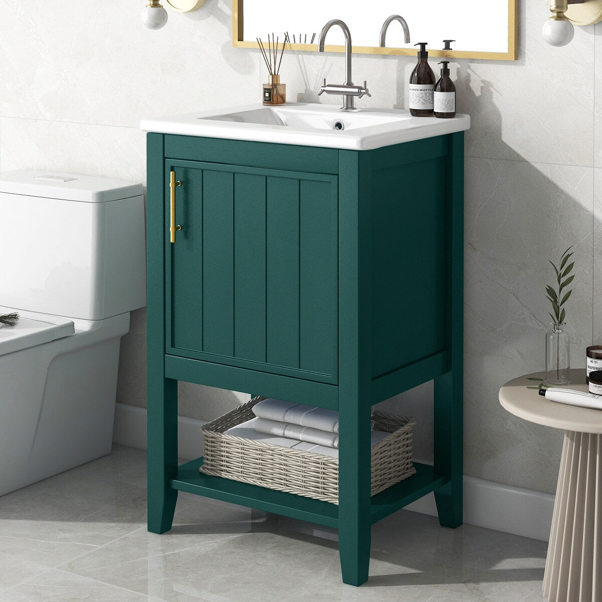 20" Bathroom Vanity with Sink, Bathroom Cabinet with Soft Closing Door