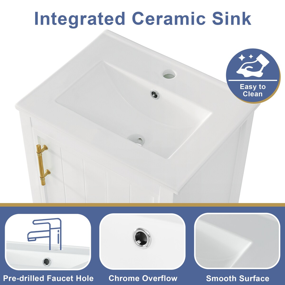 20" Bathroom Vanity with Sink, Bathroom Cabinet with Soft Closing Door