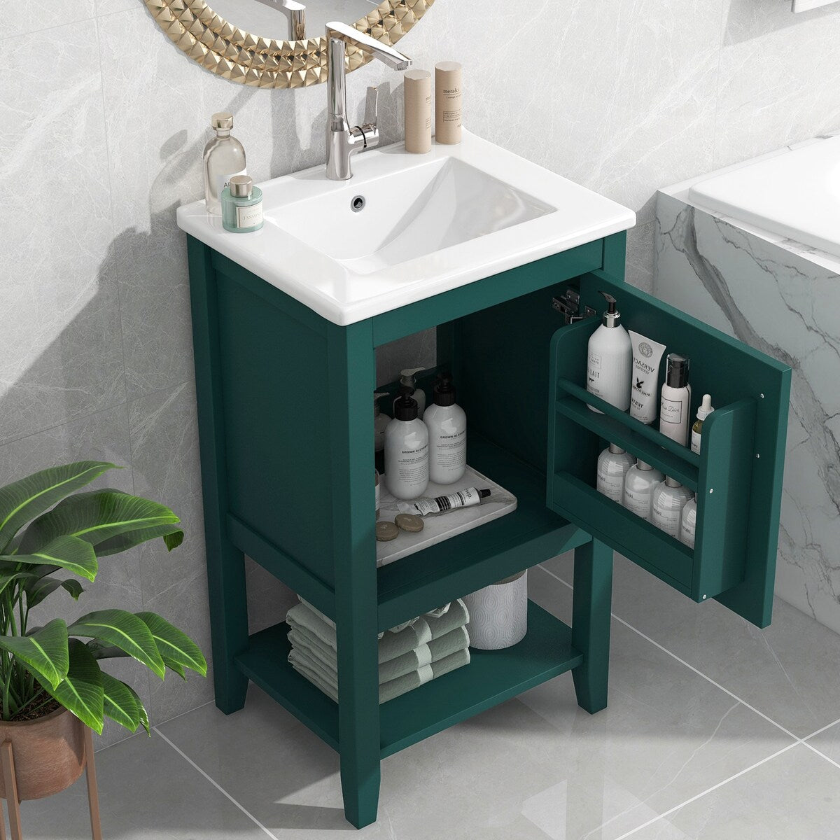 20" Bathroom Vanity with Sink, Bathroom Cabinet with Soft Closing Door