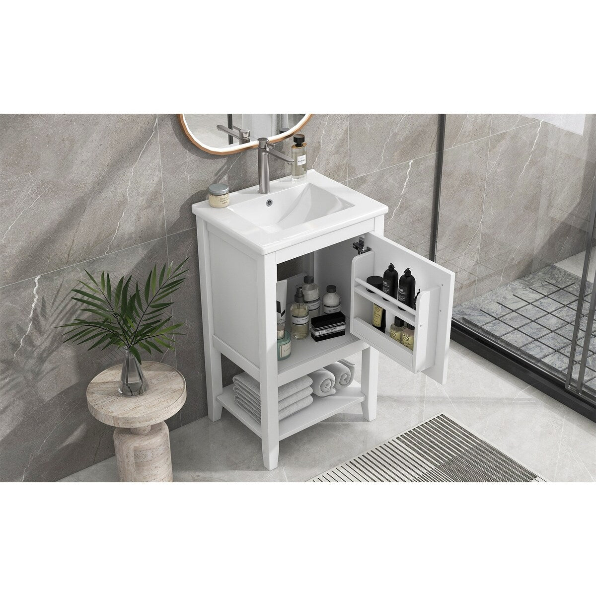 20" Bathroom Vanity with Sink, Bathroom Cabinet with Soft Closing Door