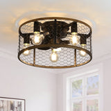 20" Industrial 5-Light Black Caged Ceiling Fan with Light Kit and Remote Control Included - 20 inch