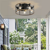 20" Industrial 5-Light Black Caged Ceiling Fan with Light Kit and Remote Control Included - 20 inch