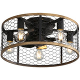 20" Industrial 5-Light Black Caged Ceiling Fan with Light Kit and Remote Control Included - 20 inch