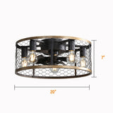 20" Industrial 5-Light Black Caged Ceiling Fan with Light Kit and Remote Control Included - 20 inch