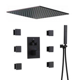 20" LED Ceiling Rainfall Shower 3 Way Thermostatic Faucet System w/ 6 Body Jets