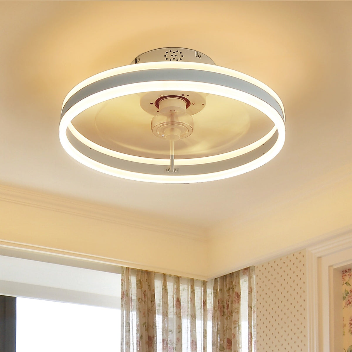 20" Low Profile Ceiling Fan, Dimmable Light Kit, 3 Light Tone 6 Fan Sp