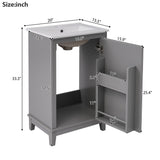 20" Modern Small Bathroom Vanity Cabinet With Ceramic Basin - 20"*15.5"*33.3", Ample Storage, 1 Soft-Close Door