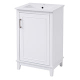 20" Modern Small Bathroom Vanity Cabinet With Ceramic Basin - 20"*15.5"*33.3", Ample Storage, 1 Soft-Close Door
