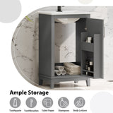 20" Modern Small Bathroom Vanity Cabinet With Ceramic Basin - 20"*15.5"*33.3", Ample Storage, 1 Soft-Close Door