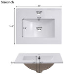 20" Modern Small Bathroom Vanity Cabinet With Ceramic Basin - 20"*15.5"*33.3", Ample Storage, 1 Soft-Close Door