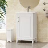 20" Modern Small Bathroom Vanity Cabinet With Ceramic Basin - 20"*15.5"*33.3", Ample Storage, 1 Soft-Close Door
