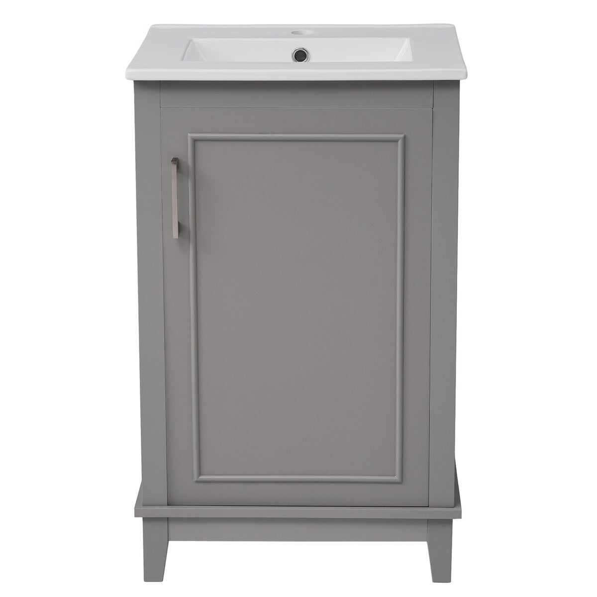 20" Modern Small Bathroom Vanity Cabinet With Ceramic Basin - 20"*15.5"*33.3", Ample Storage, 1 Soft-Close Door
