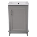20" Modern Small Bathroom Vanity Cabinet With Ceramic Basin - 20"*15.5"*33.3", Ample Storage, 1 Soft-Close Door