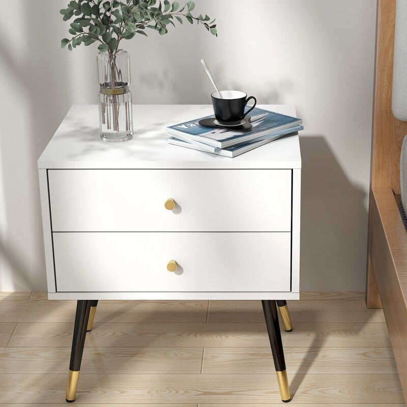 20"W white nightstand wihe drawers,bedside table ,bedroom nightstand for Bedroom, Night Stand