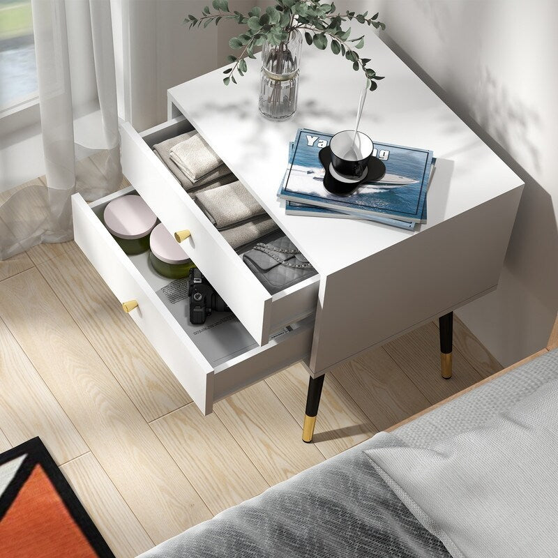 20"W white nightstand wihe drawers,bedside table ,bedroom nightstand for Bedroom, Night Stand