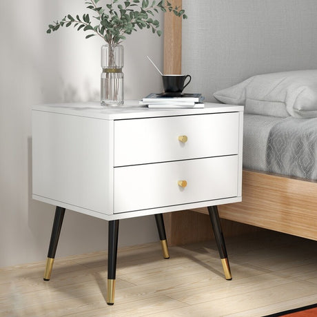 20"W white nightstand wihe drawers,bedside table ,bedroom nightstand for Bedroom, Night Stand