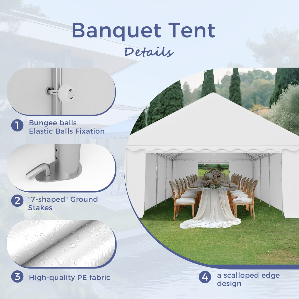 20' x 40' Large Patio Wedding Party Tent with 12 Removable Sidewalls Outdoor Gazebo Event Shelter Canopy with Carry Bags