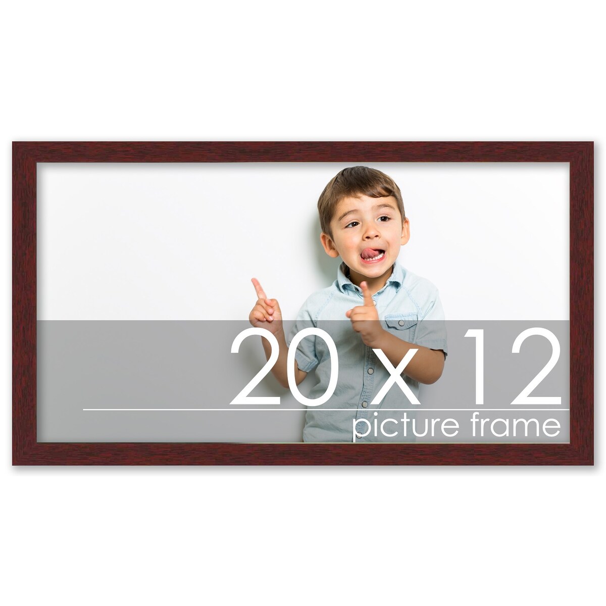 20x12 Traditional Mahogany Complete Wood Picture Frame with UV Acrylic, Foam Board Backing, & Hardware