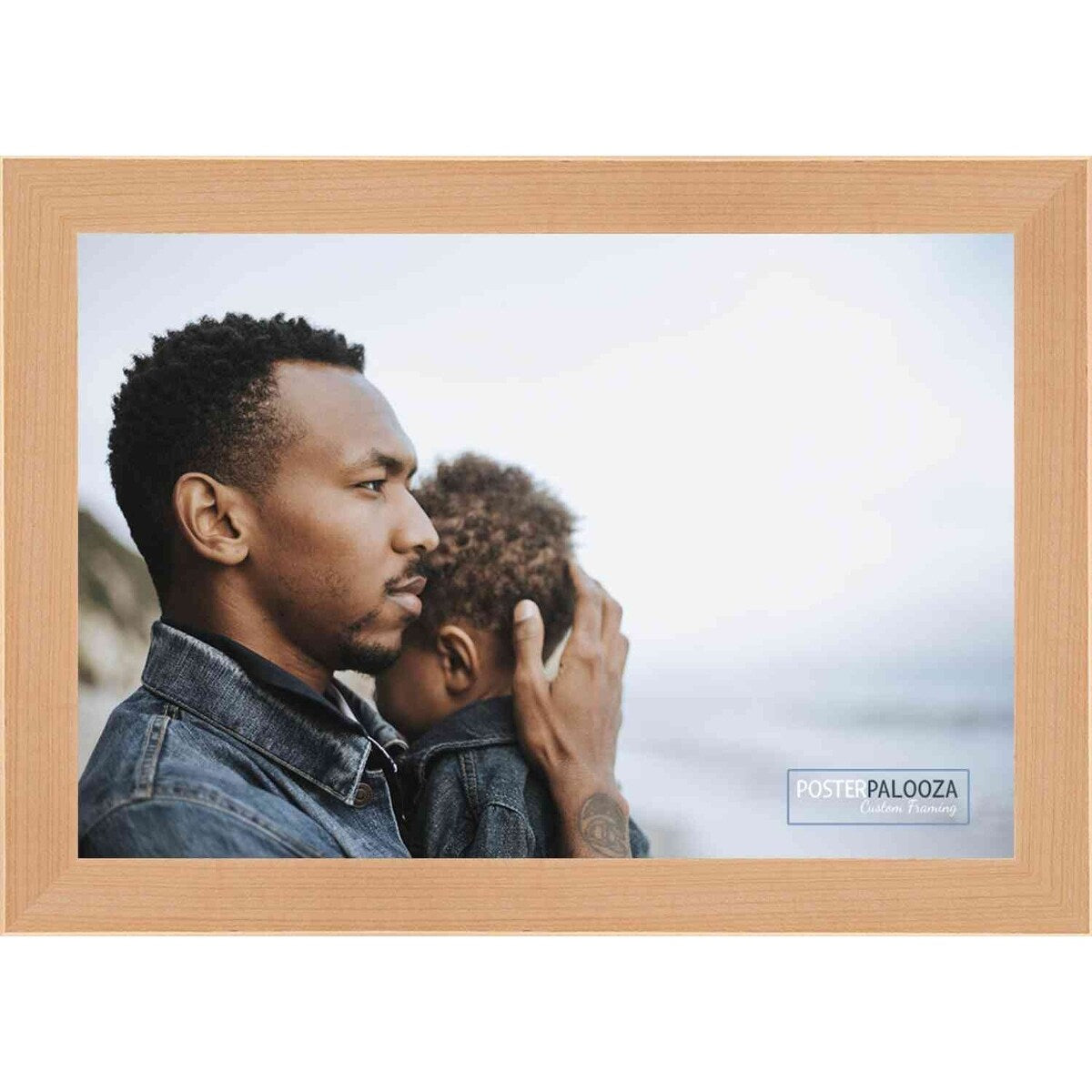 20x36 Contemporary Natural Complete Wood Picture Frame with UV Acrylic, Foam Board Backing, & Hardware