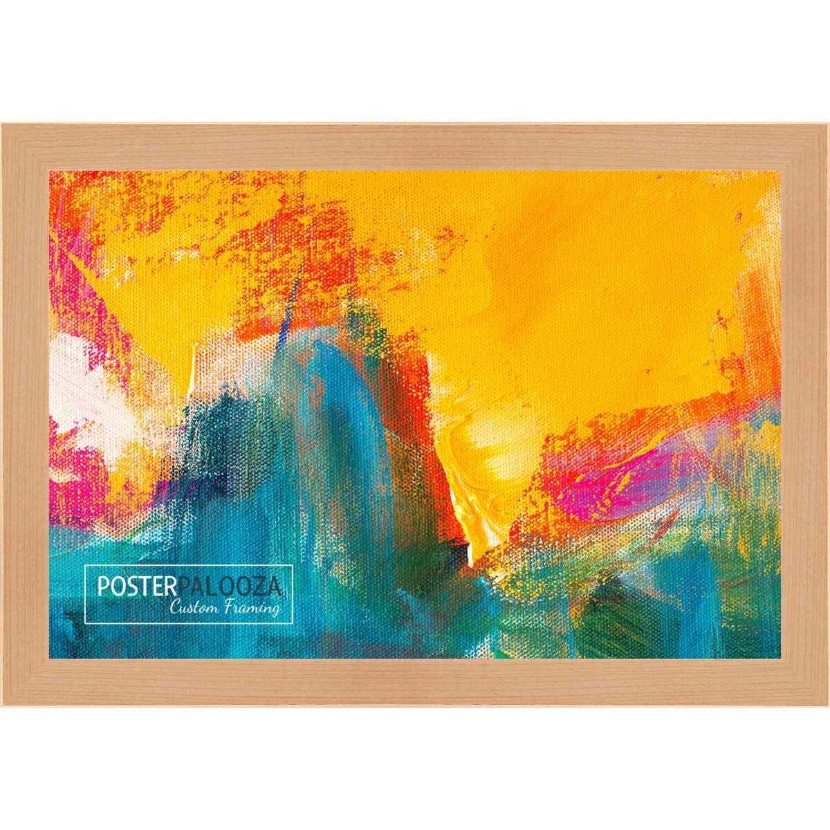 20x36 Contemporary Natural Complete Wood Picture Frame with UV Acrylic, Foam Board Backing, & Hardware