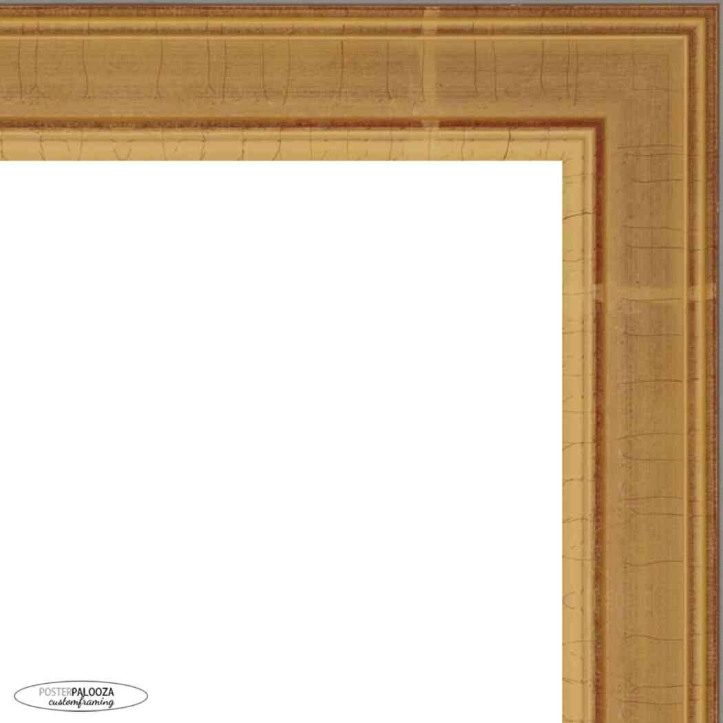 20x40 Traditional Gold Complete Wood Panoramic Frame with UV Acrylic, Foam Board Backing, & Hardware