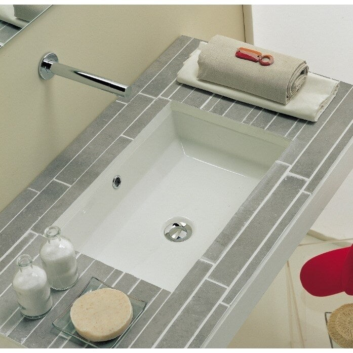20-7/8 Inch x 15-1/2 Inch Rectangle Under Mount Glazed Ceramic Lavatory Vanity Bathroom Sink Pure White