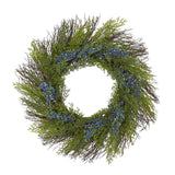 21" Cedar with Blue Berries Artificial Wreath