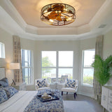 21 Inch Cage Ceiling Fan with Light Flush Mount with Light Remote Control