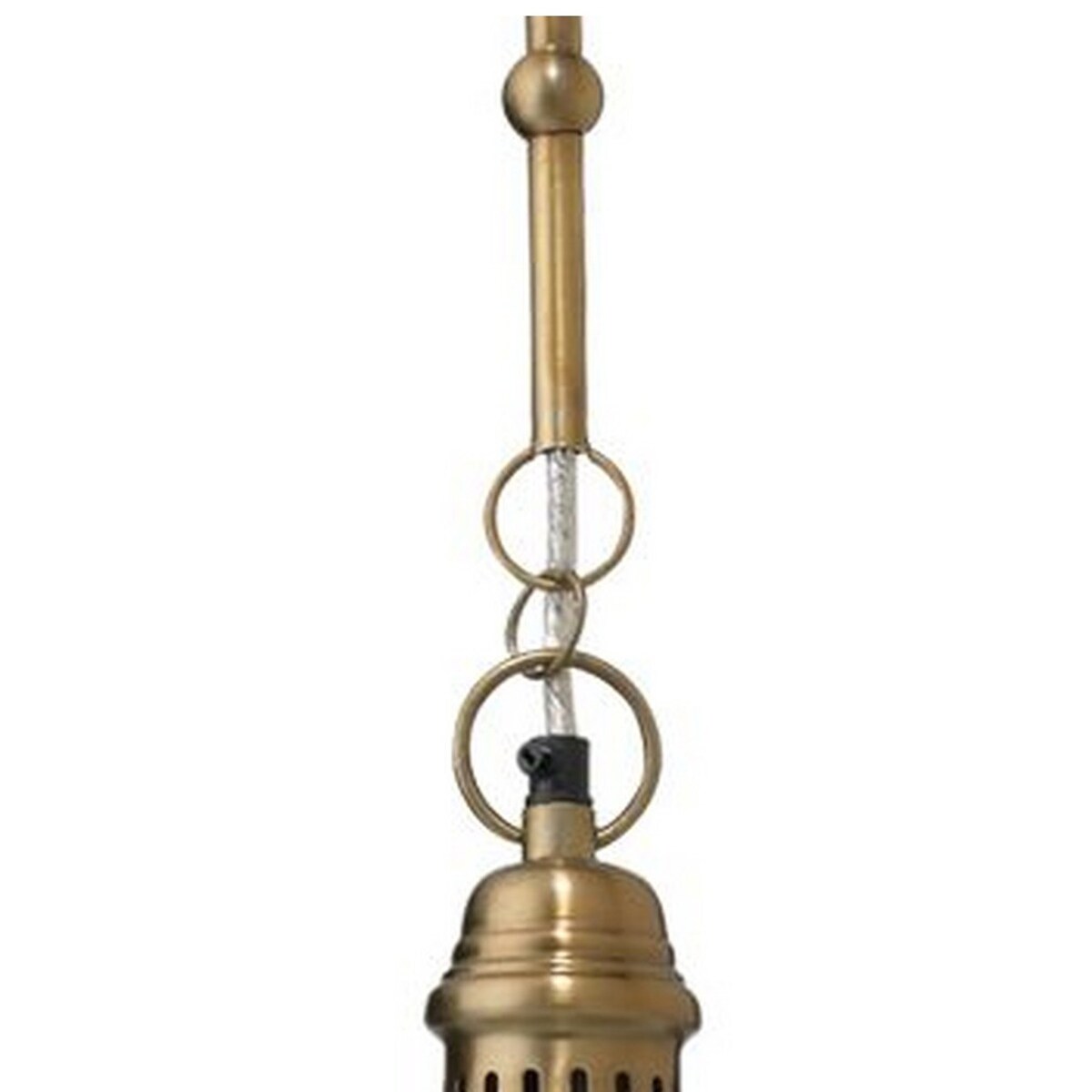 21 Inch Metal Pendant Chandelier, Steel Shade, 75W Bulb, White and Brass