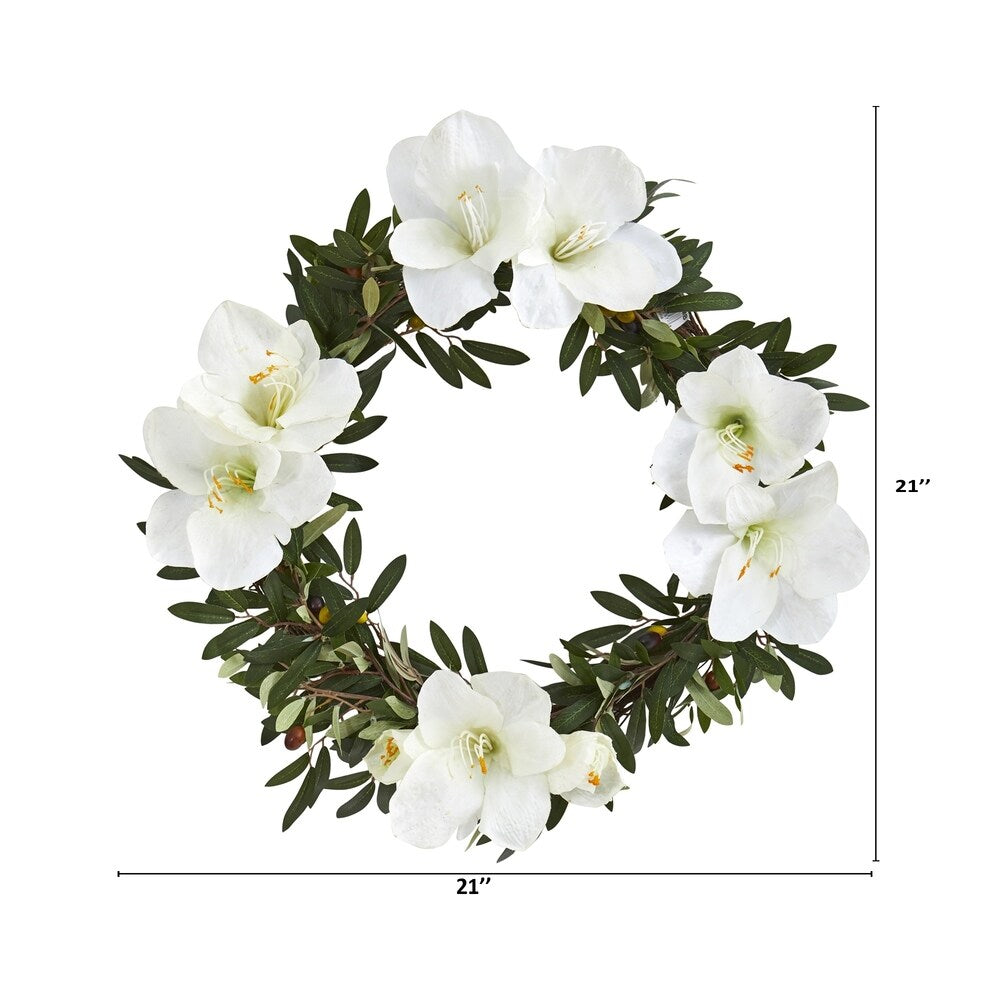 21" Olive with Amaryllis Artificial Wreath