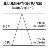 21.5 Watt LED PAR30 Long Neck 3000K 40 Beam Angle Medium base 120-277V - Warm White