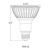 21.5 Watt LED PAR30 Long Neck 3000K 40 Beam Angle Medium base 120-277V - Warm White
