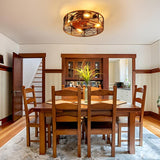 19.6 in. Industrial Indoor Farmhouse Caged Black Ceiling Fan Light with Remote&App Control