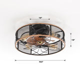 19.6 in. Industrial Indoor Farmhouse Caged Black Ceiling Fan Light with Remote&App Control