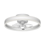 19.6 in. Indoor Black LED Dimmable Caged Propeller Low Profile Flush Mount Ceiling Fan Light with Remote and App Control