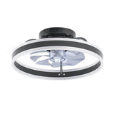 19.6 in. Indoor Black LED Dimmable Caged Propeller Low Profile Flush Mount Ceiling Fan Light with Remote and App Control