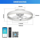 19.6 in. Indoor Black LED Dimmable Caged Propeller Low Profile Flush Mount Ceiling Fan Light with Remote and App Control