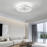 19.6 in. Indoor Black LED Dimmable Caged Propeller Low Profile Flush Mount Ceiling Fan Light with Remote and App Control