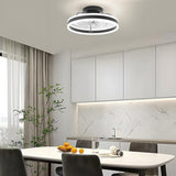 19.6 in. Indoor Black LED Dimmable Caged Propeller Low Profile Flush Mount Ceiling Fan Light with Remote and App Control
