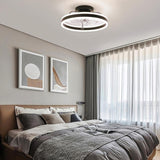 19.6 in. Indoor Black LED Dimmable Caged Propeller Low Profile Flush Mount Ceiling Fan Light with Remote and App Control