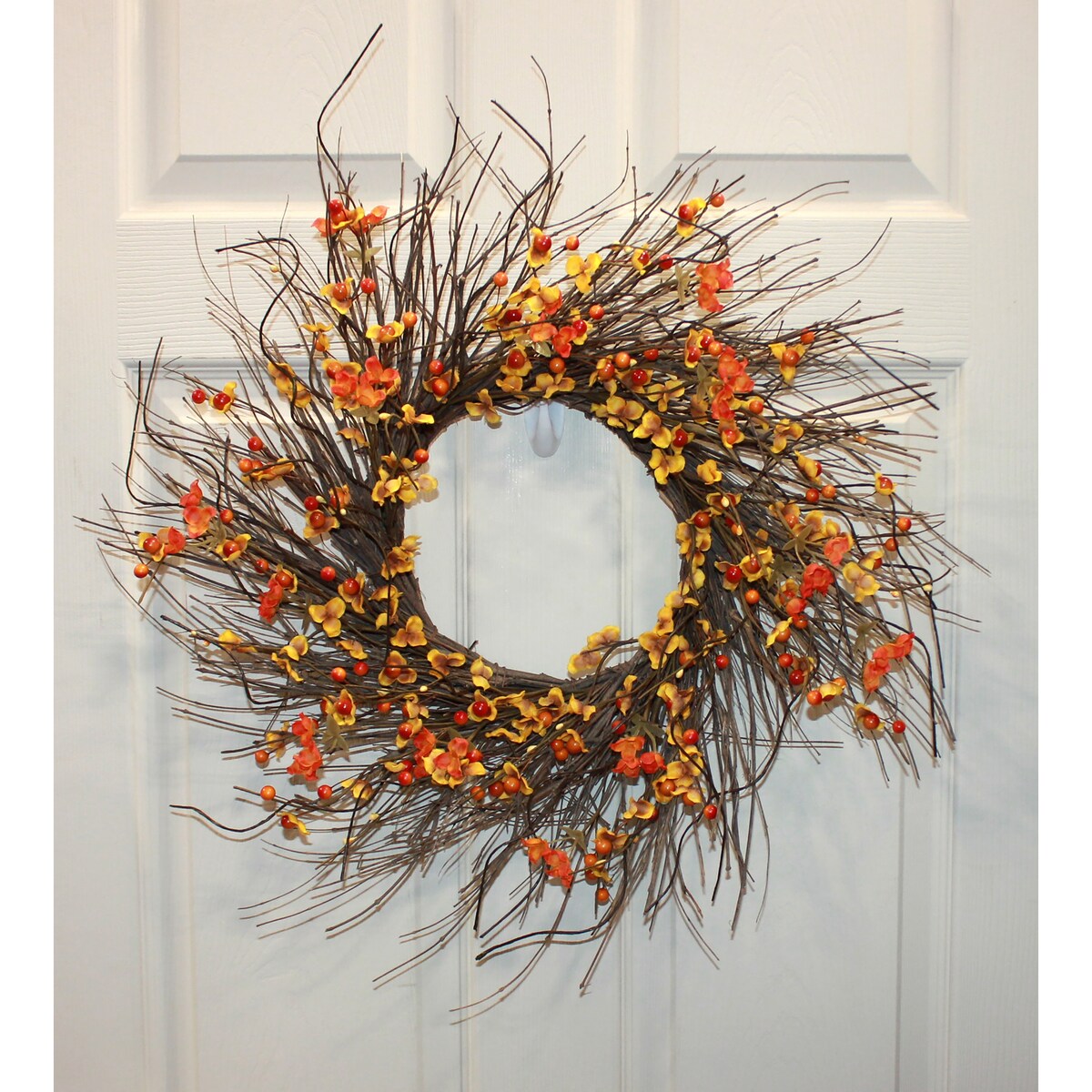 21" Fall Wreath with Artificial Bittersweet On Wild Natural Twigs - 21