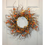 21" Fall Wreath with Artificial Bittersweet On Wild Natural Twigs - 21
