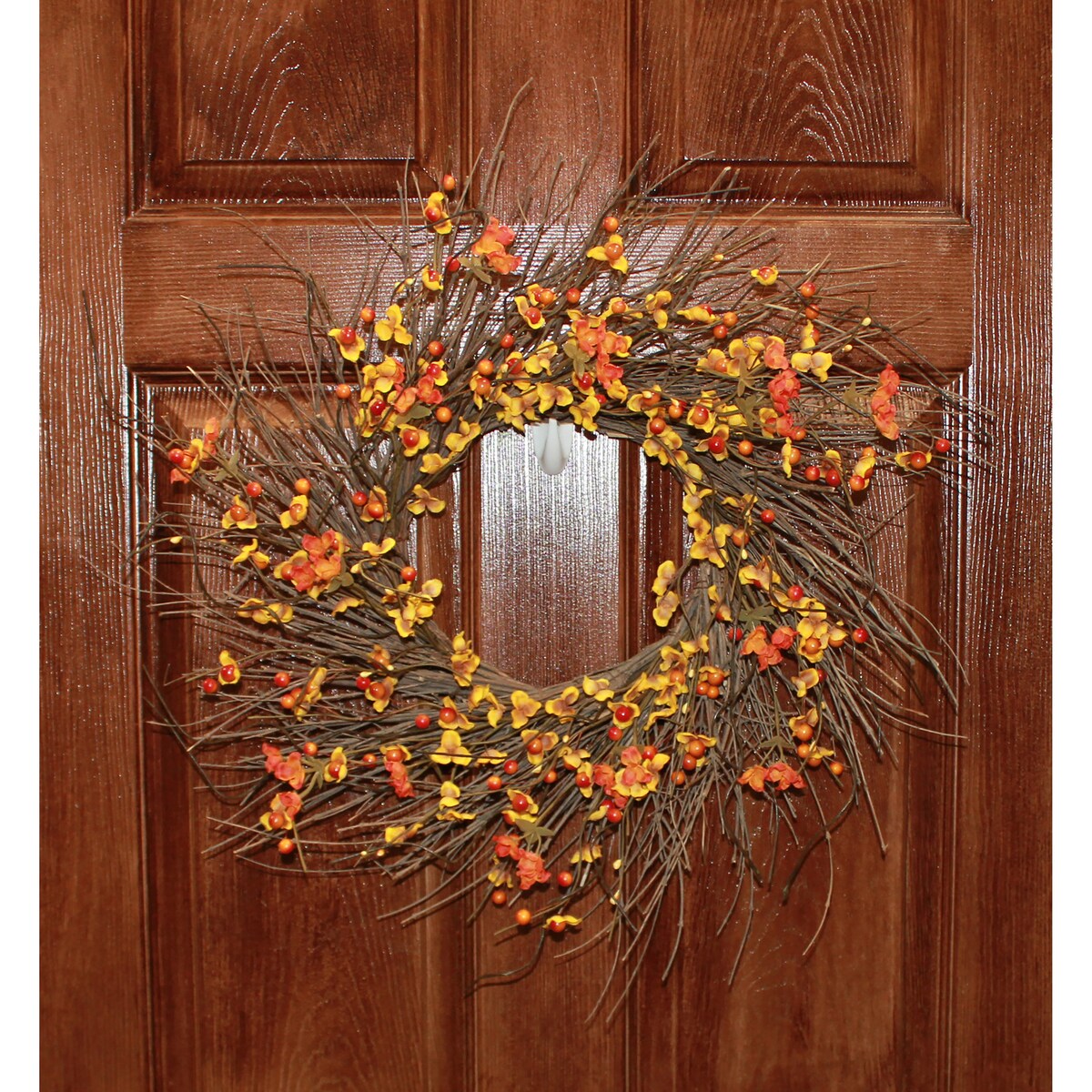 21" Fall Wreath with Artificial Bittersweet On Wild Natural Twigs - 21