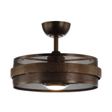 21" Industrial Encolosed Metal Caged Ceiling Fan with LED Light and Remote - Oil robbed bronze