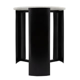 21"h Round Marble Coffee Table, Black 21.0"H - 18.0" x 18.0" x 21.0"