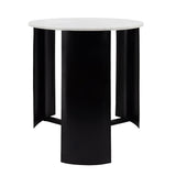 21"h Round Marble Coffee Table, Black 21.0"H - 18.0" x 18.0" x 21.0"